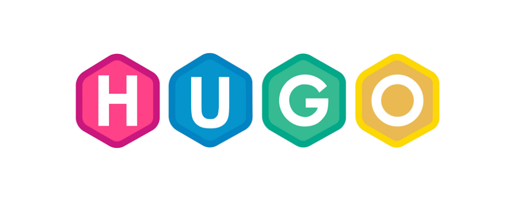 Hugo Logo, the word in coloured sextagons