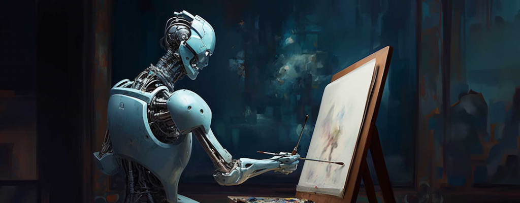 a robot painting