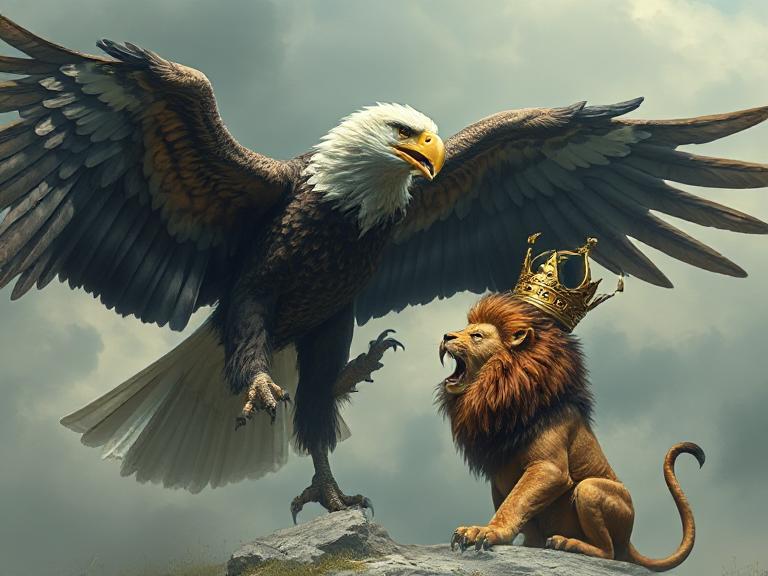 an eagle & lion made by deepai and dfl1955