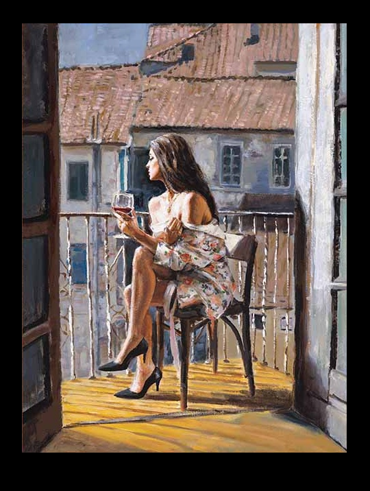 women on a balcony in the sun