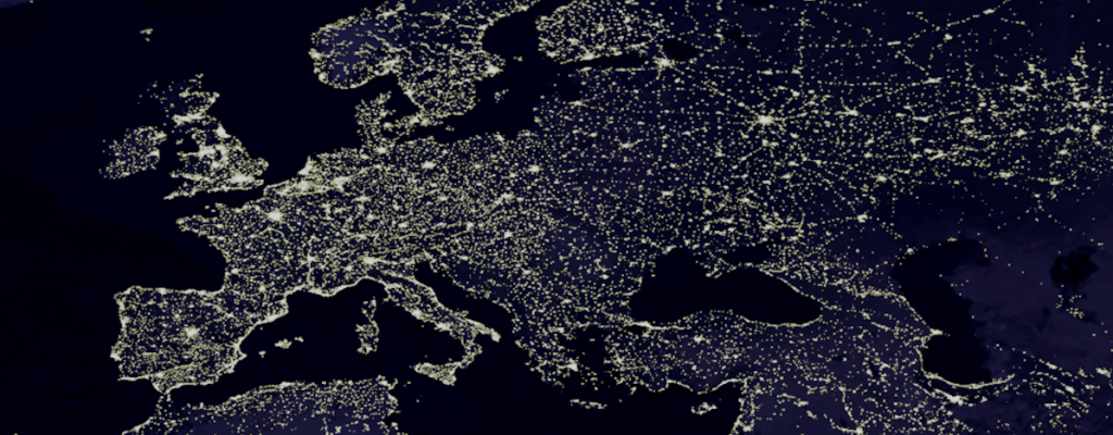 europe at night by nasa