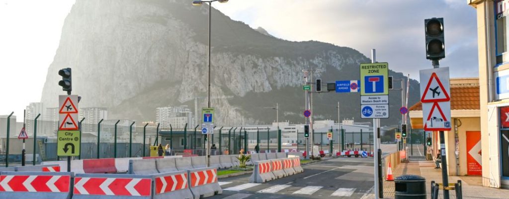 the border and rock of gibraltar in daylight