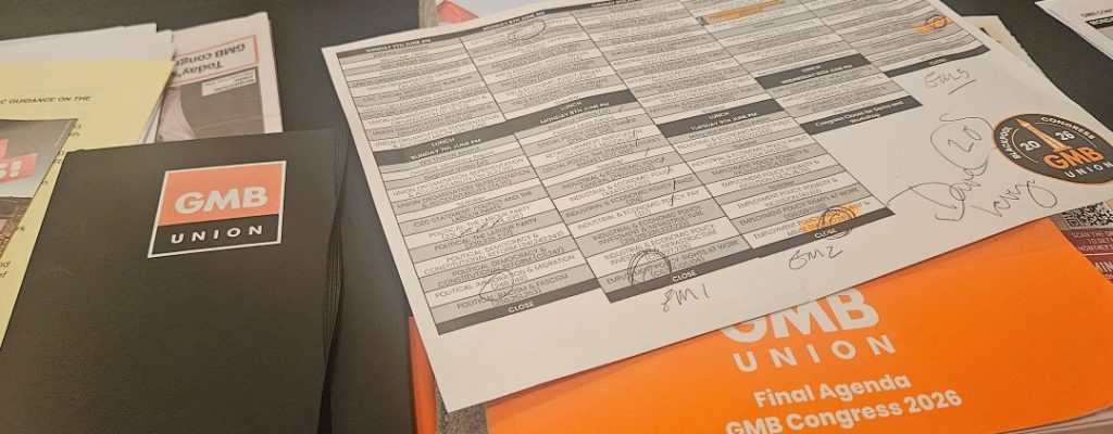 my desktop at GMB26, notebook, agenda, and timetable
