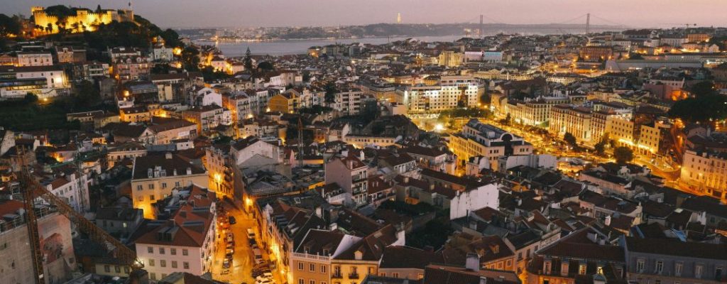 Lisbon skyline at dusk